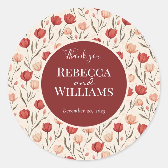 Elegant Tulip Wedding Sticker (Front)
