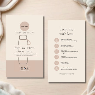 Elegant Tumbler Care Instructions Custom Than you Business Card