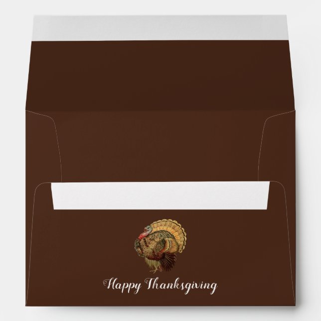Elegant Turkey Happy Thanksgiving Return Address Envelope (Back (Bottom))