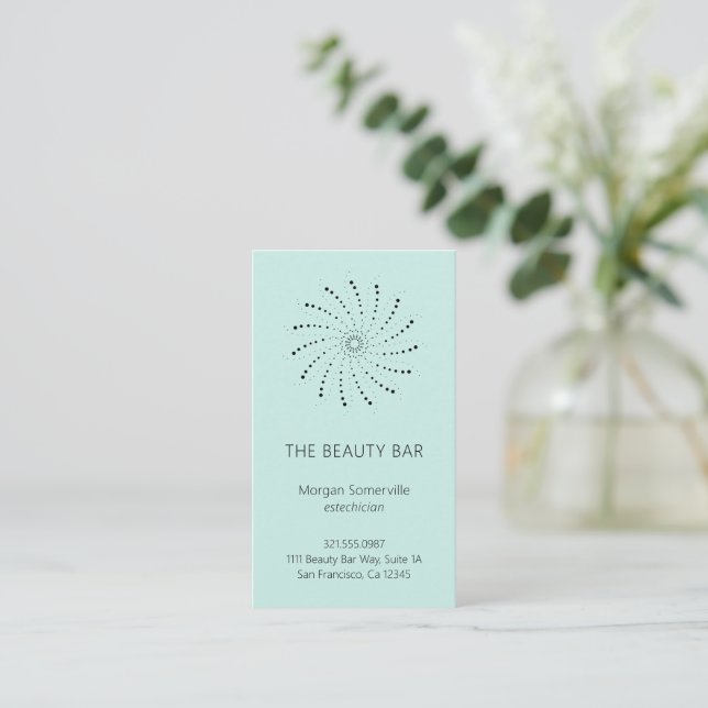 Elegant Turquoise Abstract Flower Modern Business Card (Standing Front)