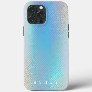 Elegant Turquoise and Gold Holographic iPhone 13 Pro Max Case
