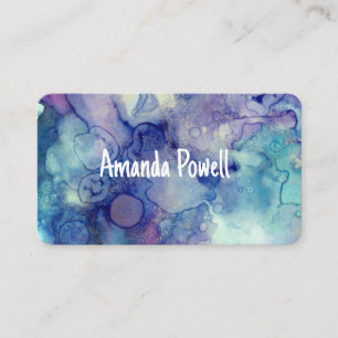 elegant turquoise and purple watercolor artistic  business card