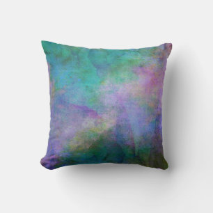 elegant turquoise and purple watercolor design throw pillow
