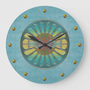 Elegant Turquoise Art Deco Wall Clock