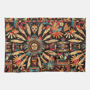 Élégant Turquoise "Aztec Dream" Serviette de cuisi