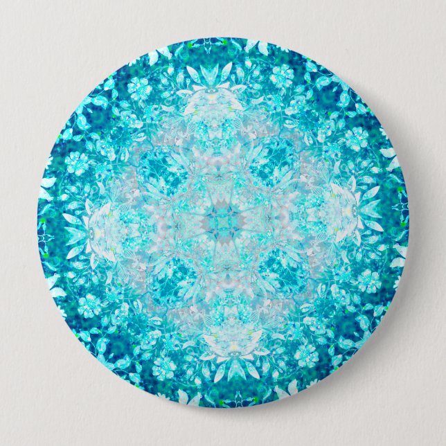 Elegant Turquoise Blue Aqua Stone Pattern 4 Inch Round Button (Front)