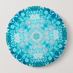 Elegant Turquoise Blue Aqua Stone Pattern 4 Inch Round Button