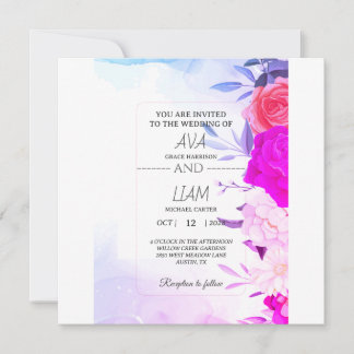 Elegant Turquoise Blue Floral Watercolor Wedding  Save The Date