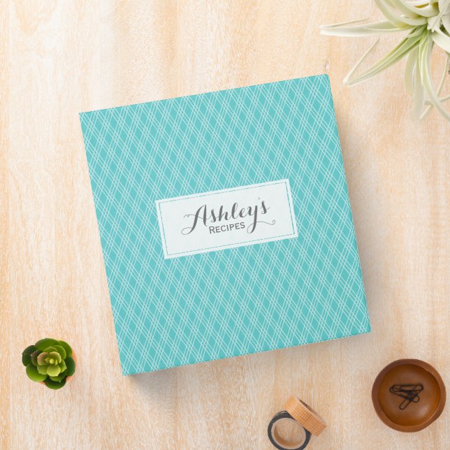 Elegant Turquoise Blue Pattern Recipe Binder (In Situ)