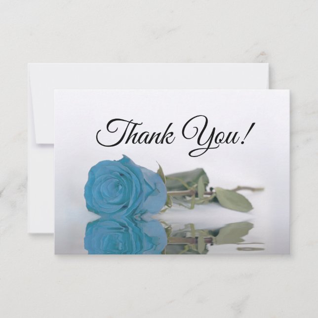 Elegant Turquoise Blue Rose Simple Wedding Thank You Card (Front)