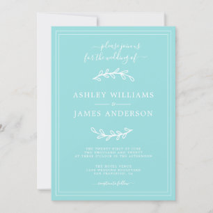 Elegant Turquoise Blue Wedding invitation