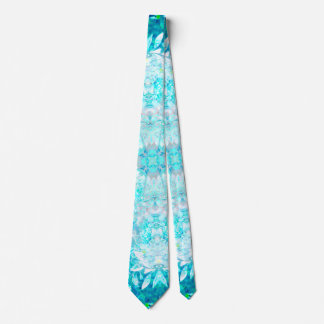 Elegant Turquoise Blue White Crystal Floral Tie