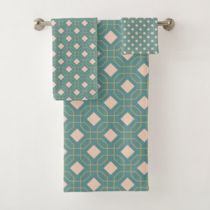 Élégant Turquoise Blush Mid Century Motif moderne