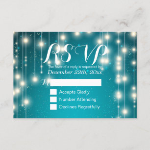 Élégant Turquoise Chaîne Lumières Mariage RSVP Rép