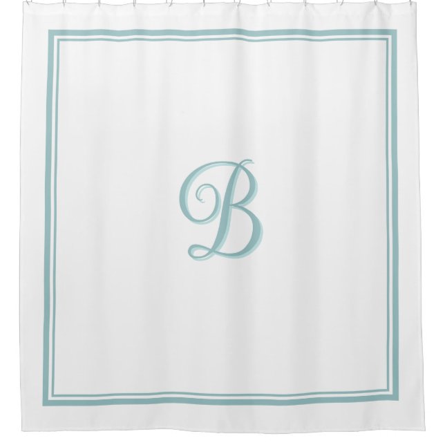 Elegant Turquoise Double Border Script Monogram  (Front)