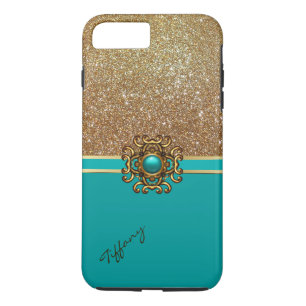 Élégant Turquoise et Gold iPhone 7 Plus coque