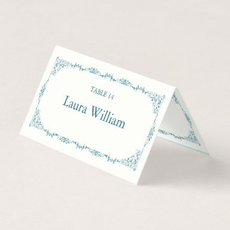 Elegant Turquoise Floral Table Number & Guest Name