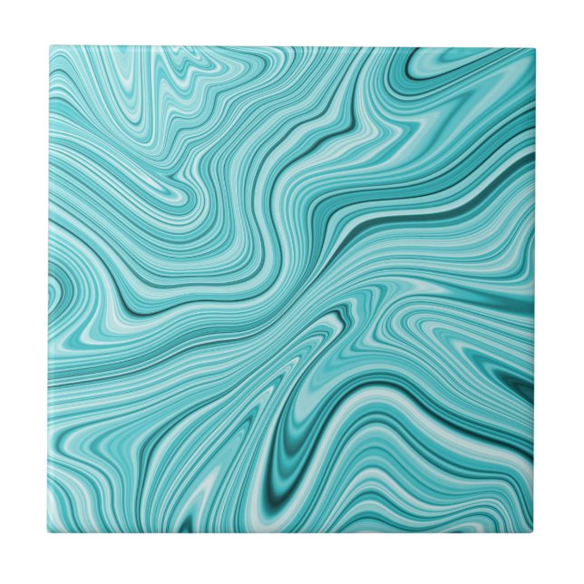 Elegant turquoise fluid marble tile (Front)