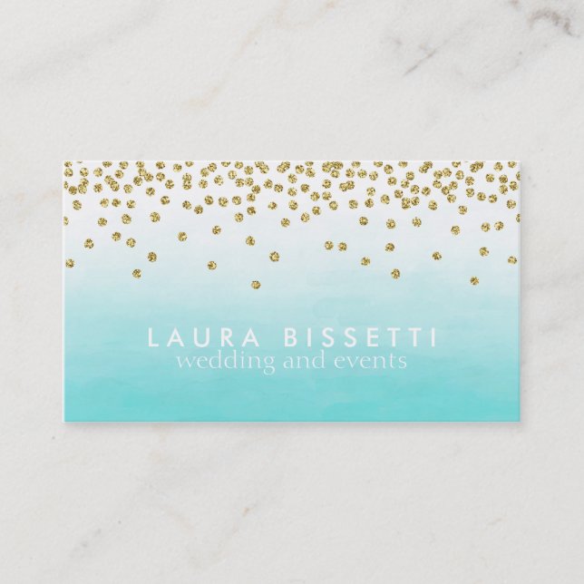 Elegant Turquoise Glitter Custom Business Card. Business Card (Front)