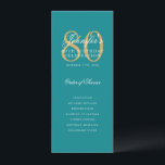 Elegant Turquoise Gold 80th Birthday Program Menu<br><div class="desc">Elegant "Birthday Party Program" design with a sophisticated script typography w/ custom text.</div>