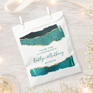 Elegant Turquoise & Gold Agate Wedding Favour Bag