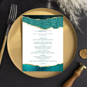 Elegant Turquoise & Gold Agate Wedding Menu
