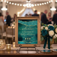 Elegant Turquoise & Gold Agate Wedding Welcome