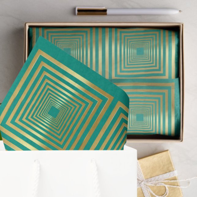 Elegant turquoise gold gift wrapping Tissue Paper (Creator Uploaded)
