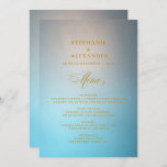 Elegant Turquoise Gold Script Wedding Menu<br><div class="desc">Elegant Turquoise Gold Script Wedding Menu. Celebrate your wedding with style and elegance. Easy to customize and make your own. Get yours today!</div>