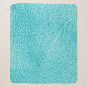 Elegant Turquoise Leather Texture Sherpa Blanket
