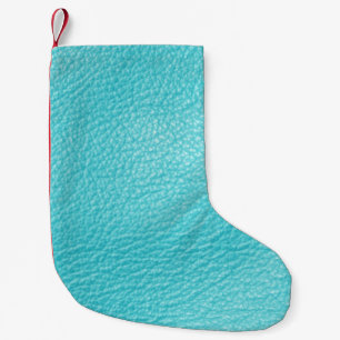Elegant Turquoise Leather Texture Small Christmas Stocking