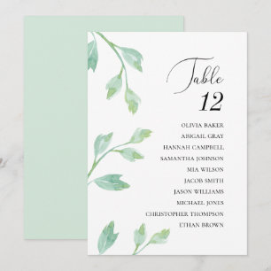 Elegant turquoise leaves.Wedding seating charts Invitation