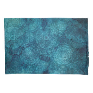 Elegant Turquoise Mandala Watercolor Pattern Pillowcase