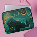 Elegant turquoise marble art faux gold glitter laptop sleeve<br><div class="desc">Elegant girly faux glitter marble art bling in different shades of turquoise and gold Laptop sleeve. Add some style to your office, desk, or personal space with a Chic and stylish custom name and monogram Laptop sleeve.. personalize it with a script name and monogram. The perfect accessory for a fashionable...</div>