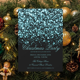 Elegant Turquoise Midnight Glam Christmas Party  Invitation