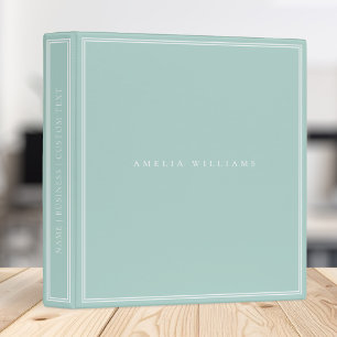 Elegant Turquoise Minimalist Monogram Name Binder