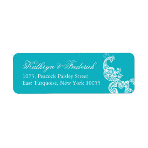 Elegant Turquoise Paisley Peacock Address Labels