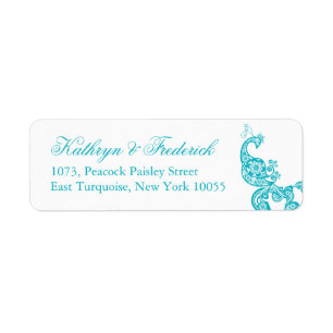Elégant Turquoise Paisley Peacock Mariage Adresse