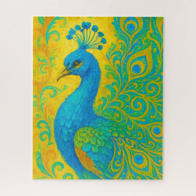 Elegant Turquoise Peacock Decorative Jigsaw Puzzle (Vertical)