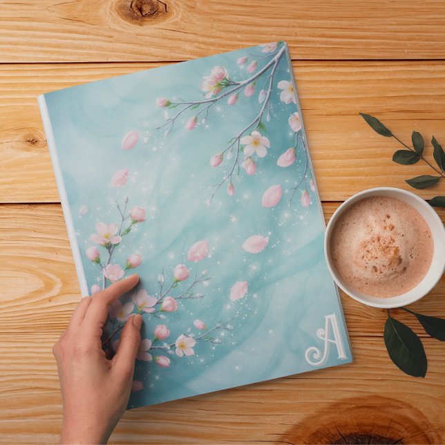 Elegant Turquoise Pink Cherry Blossom Initials  Tissue Paper (Creator Uploaded)