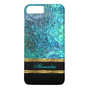 Elegant Turquoise Teal Blue Black and Gold Case-Mate iPhone Case