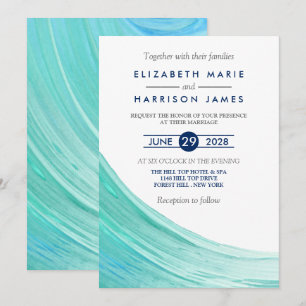 Elegant Turquoise Tides Beach Wedding Invitation