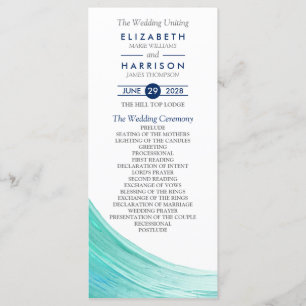 Elegant Turquoise Tides Beach Wedding Program