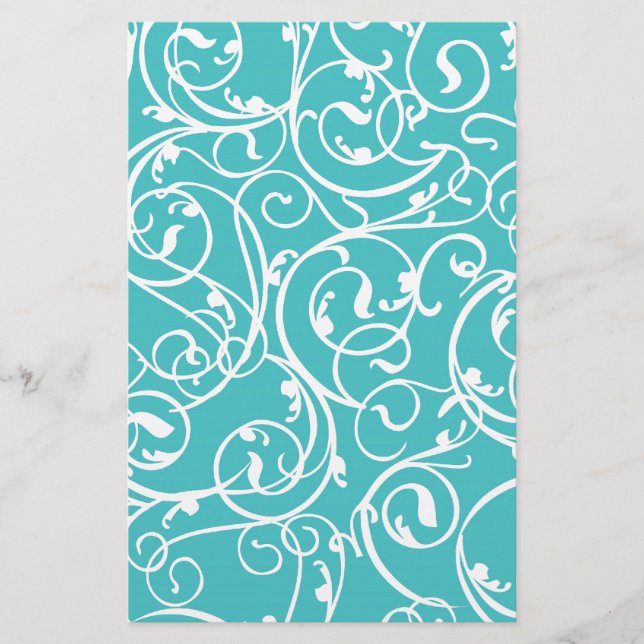 Elegant Turquoise Vintage Scroll Damask Pattern (Front)