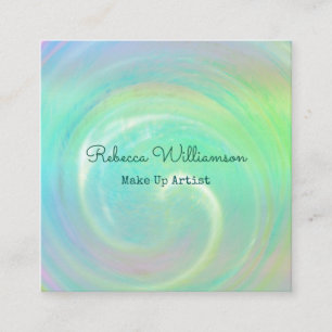 Elegant Turquoise Water Swirl Shell Make Up Artist Square Business Card