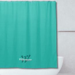 Elegant Turquoise White Teal Monogram Name