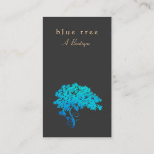 Elegant  Turquoise Zen Tree Logo Black Business Card