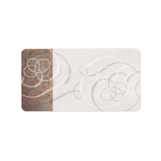 Elegant Tuscan Damask Swirls Vintage Label (Front)