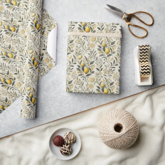 Elegant Tuscan Lemon & Olive Wrapping Paper (Crafts)
