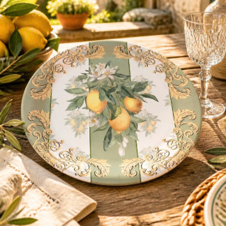 Elegant Tuscan Lemon Tableware  Paper Plate